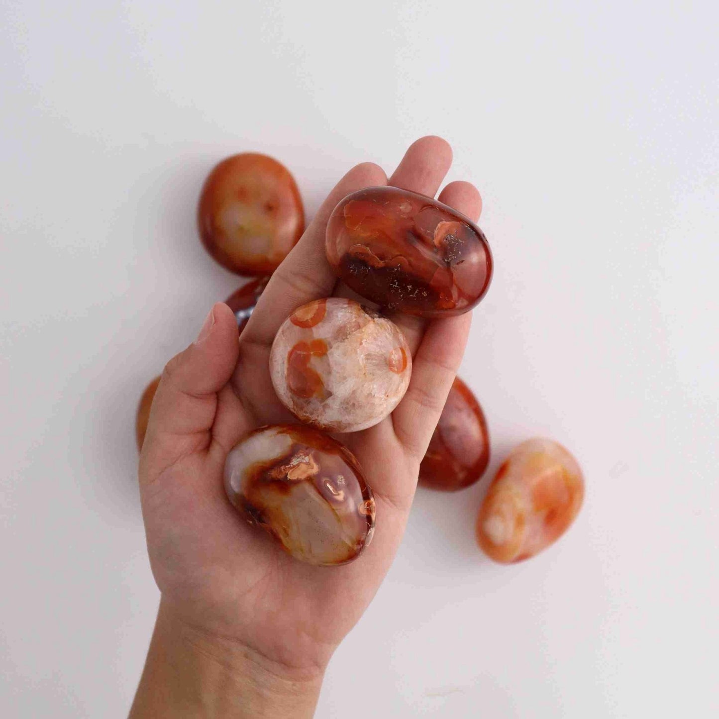 1kg Carnelian Palm Stones | Mi Esperanza Minerals | Supplier of Crystals and Onyx