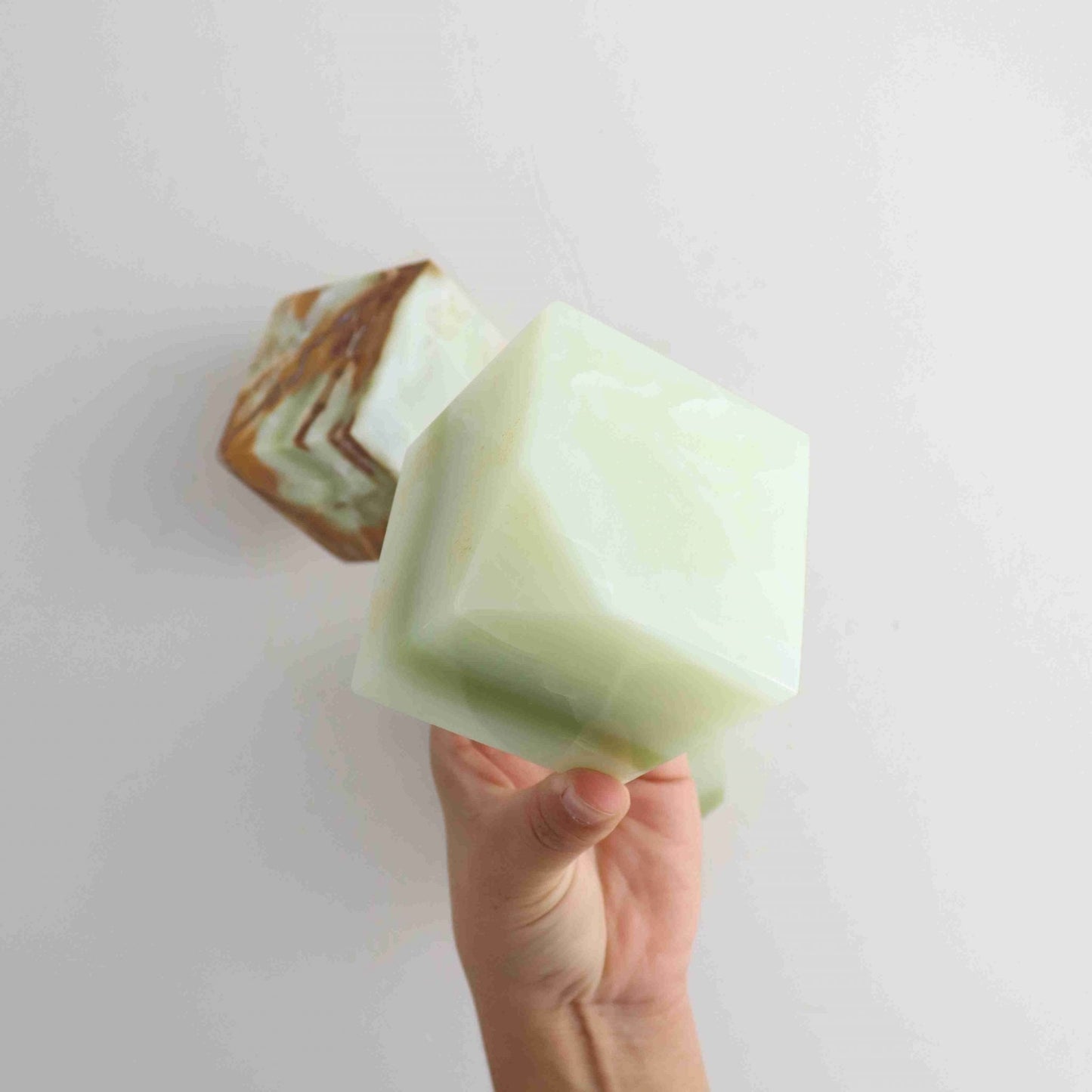 2.75in Green Onyx Floating Cube | Mi Esperanza Minerals | Supplier of Crystals and Onyx