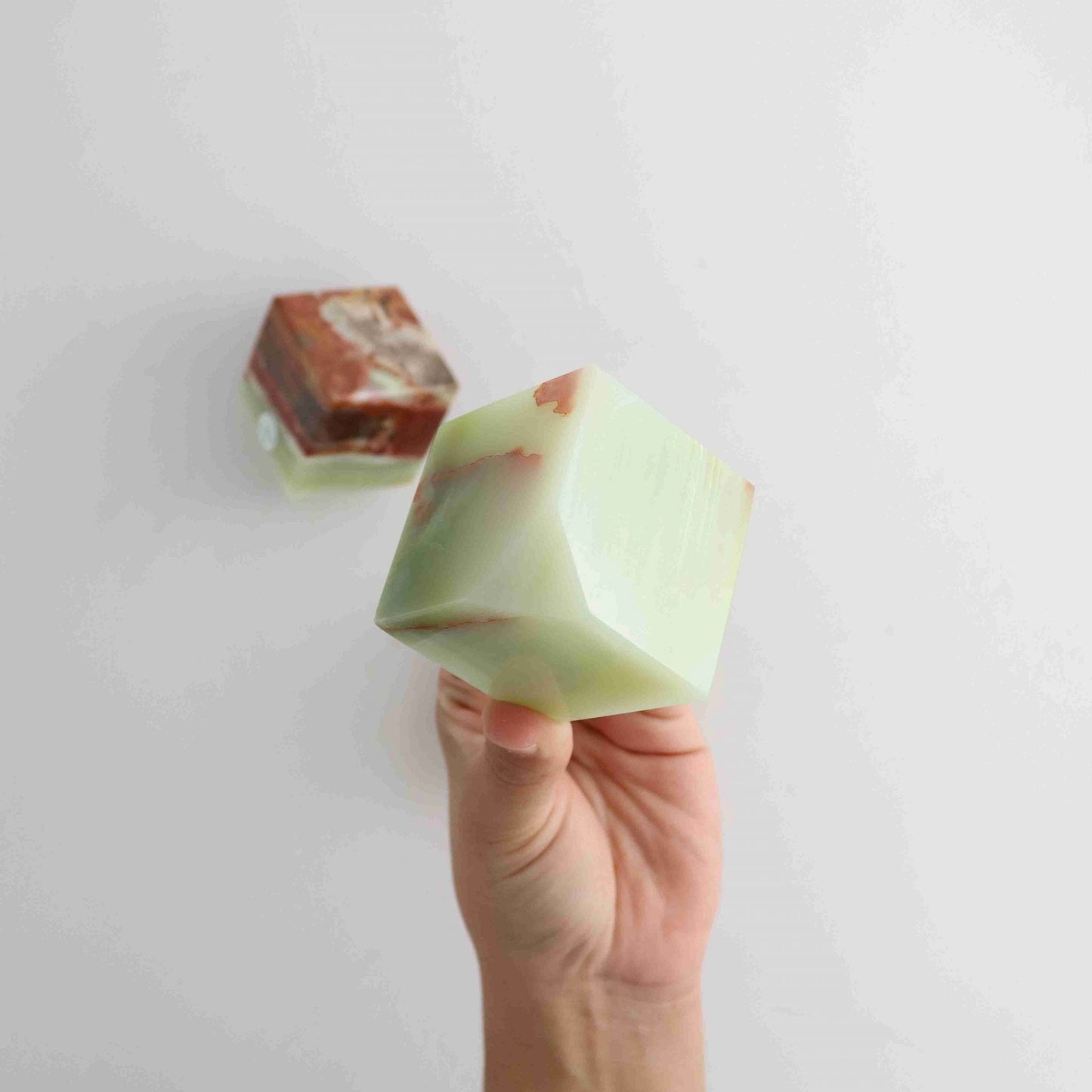 2in Green Onyx Floating Cube | Mi Esperanza Minerals | Supplier of Crystals and Onyx