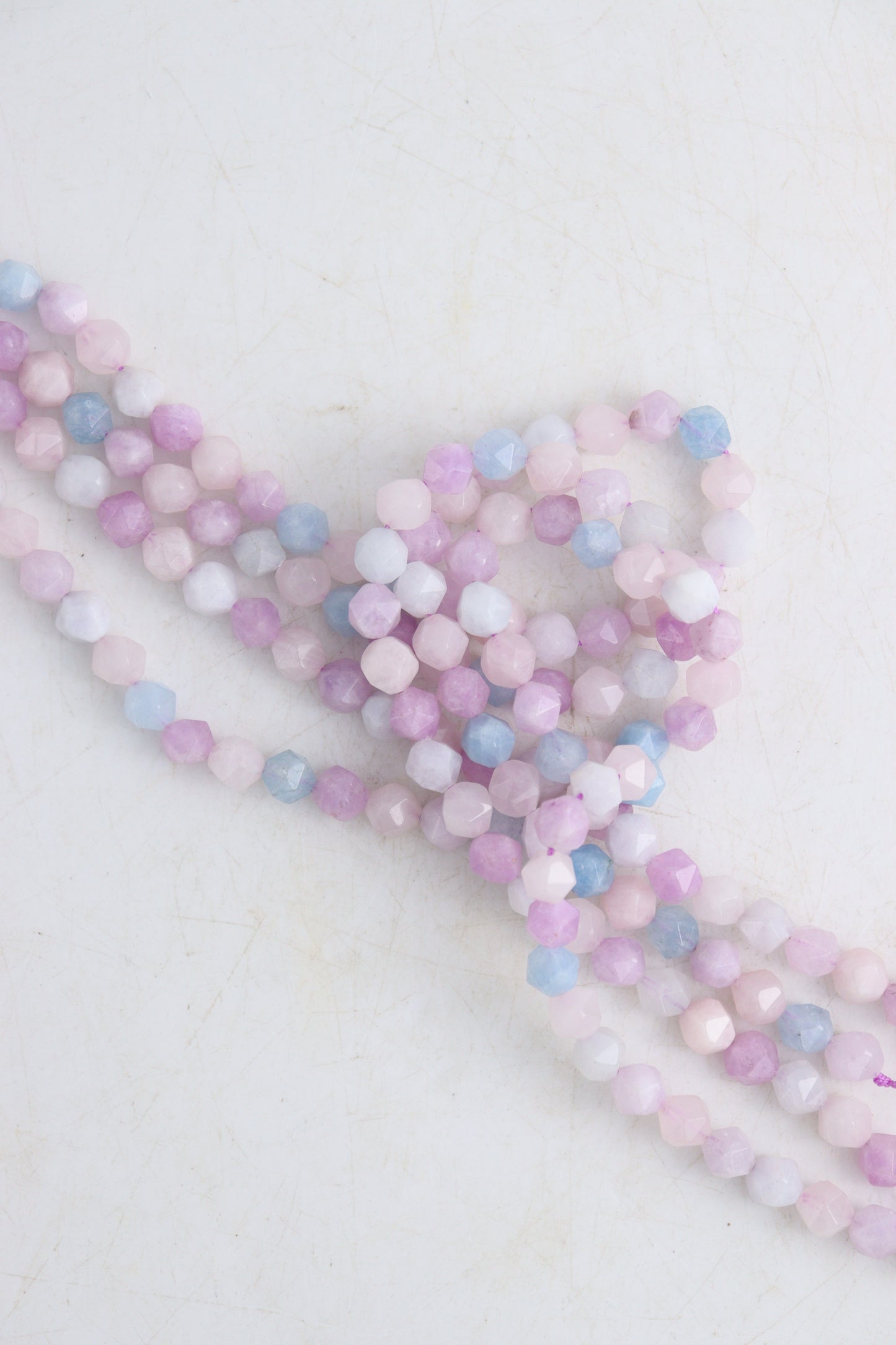 Amethyst+Aquamarine+Rose Quartz 10mm Faceted Beads | Mi Esperanza Minerals | Supplier of Crystals and Onyx