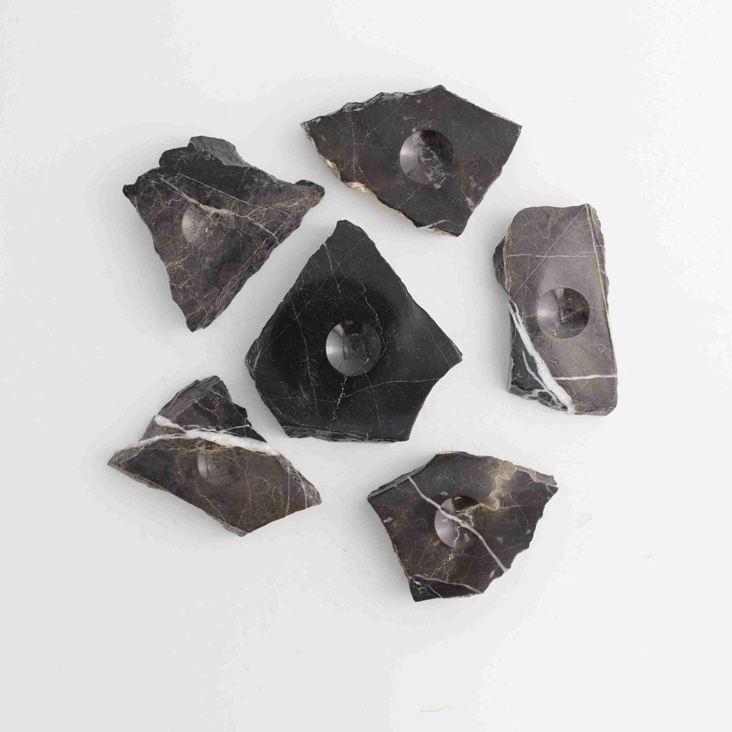 Black Marble Slab Sphere Holder - Mi Esperanza Minerals