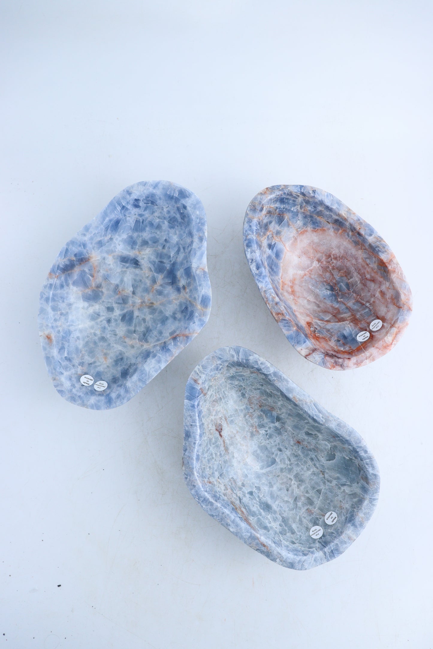 Blue Calcite Bowls Set of 3 - Expert Supplier of Wholesale Crystals & Bulk Gemstones