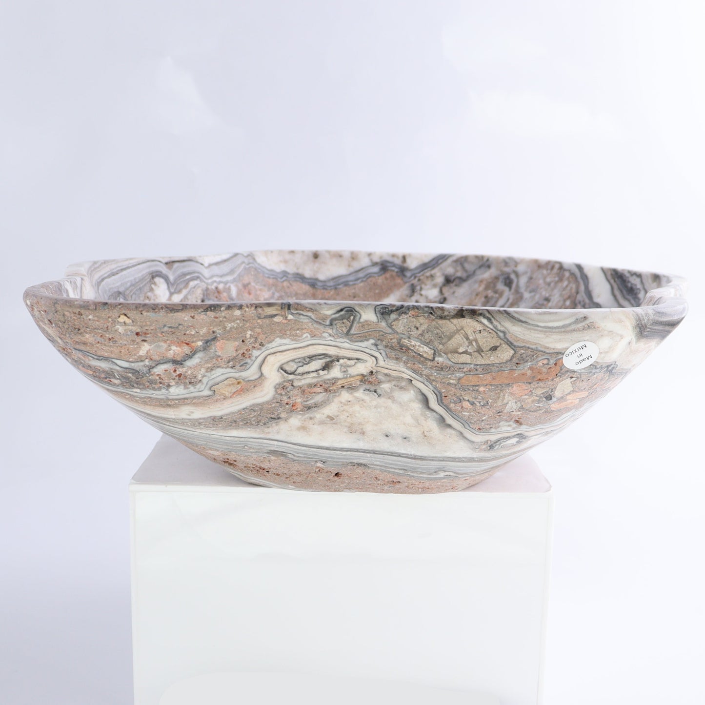 Mexican Onyx/Calcite Bowl 14" | Mi Esperanza Minerals | Supplier of Crystals and Onyx