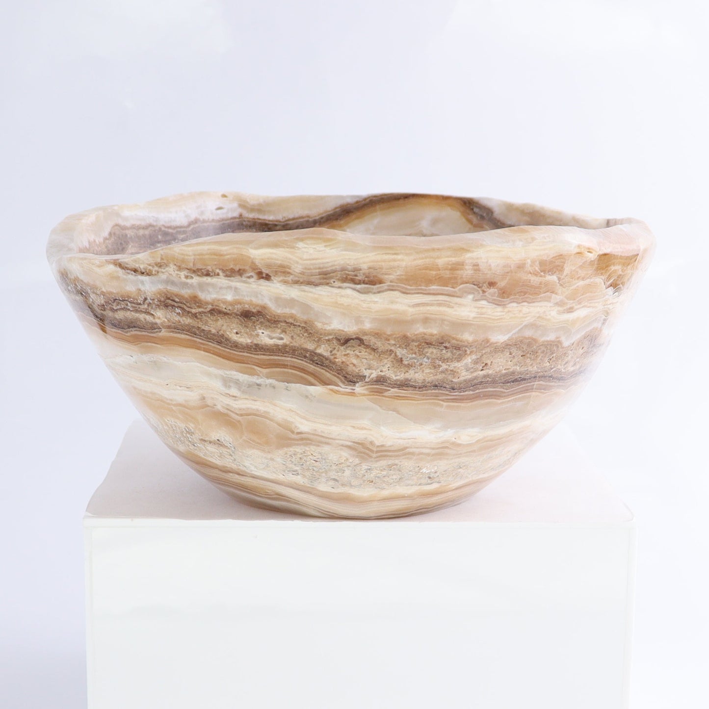 Mexican Onyx/Calcite Bowl 10" | Mi Esperanza Minerals | Supplier of Crystals and Onyx