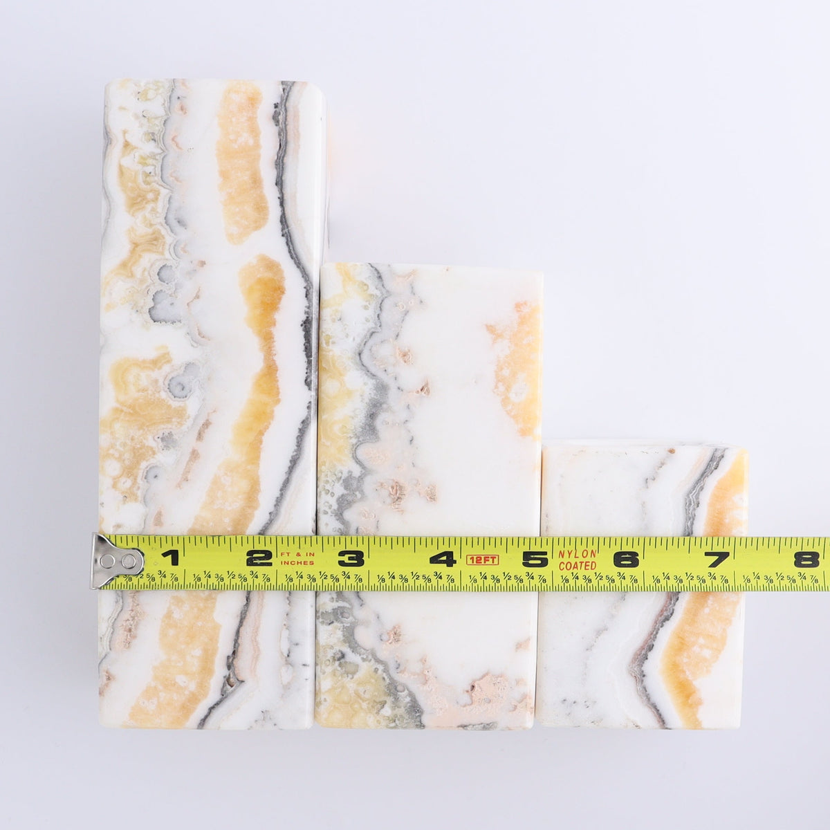 One Candle Holder Mexican Onyx/Calcite Zebra Yellow & White Set of 3 | Mi Esperanza Minerals | Supplier of Crystals and Onyx