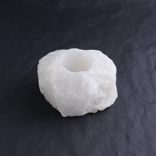 One White Quartz Candle Holder Rough