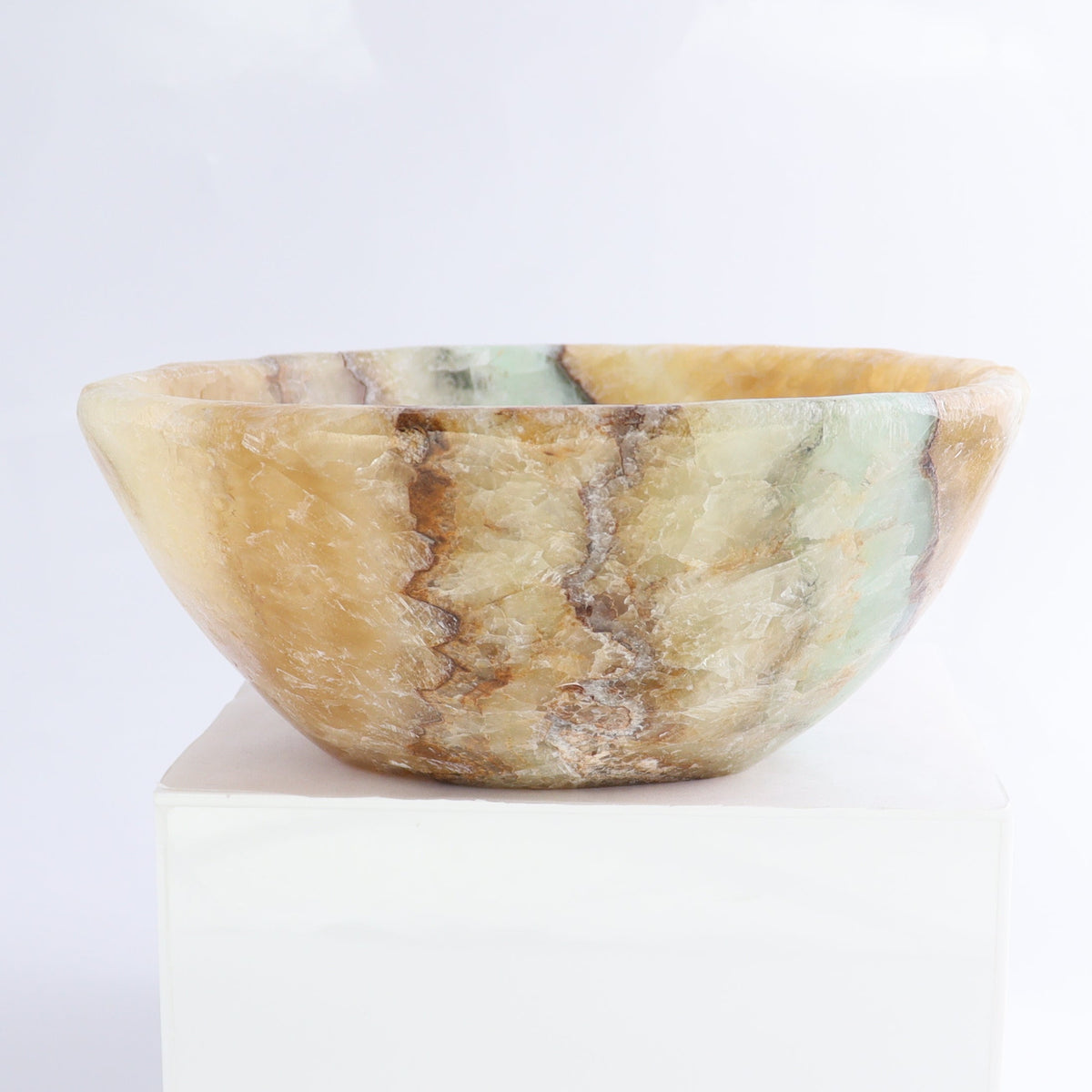 Mexican Onyx/Calcite Bowl 10" | Mi Esperanza Minerals | Supplier of Crystals and Onyx