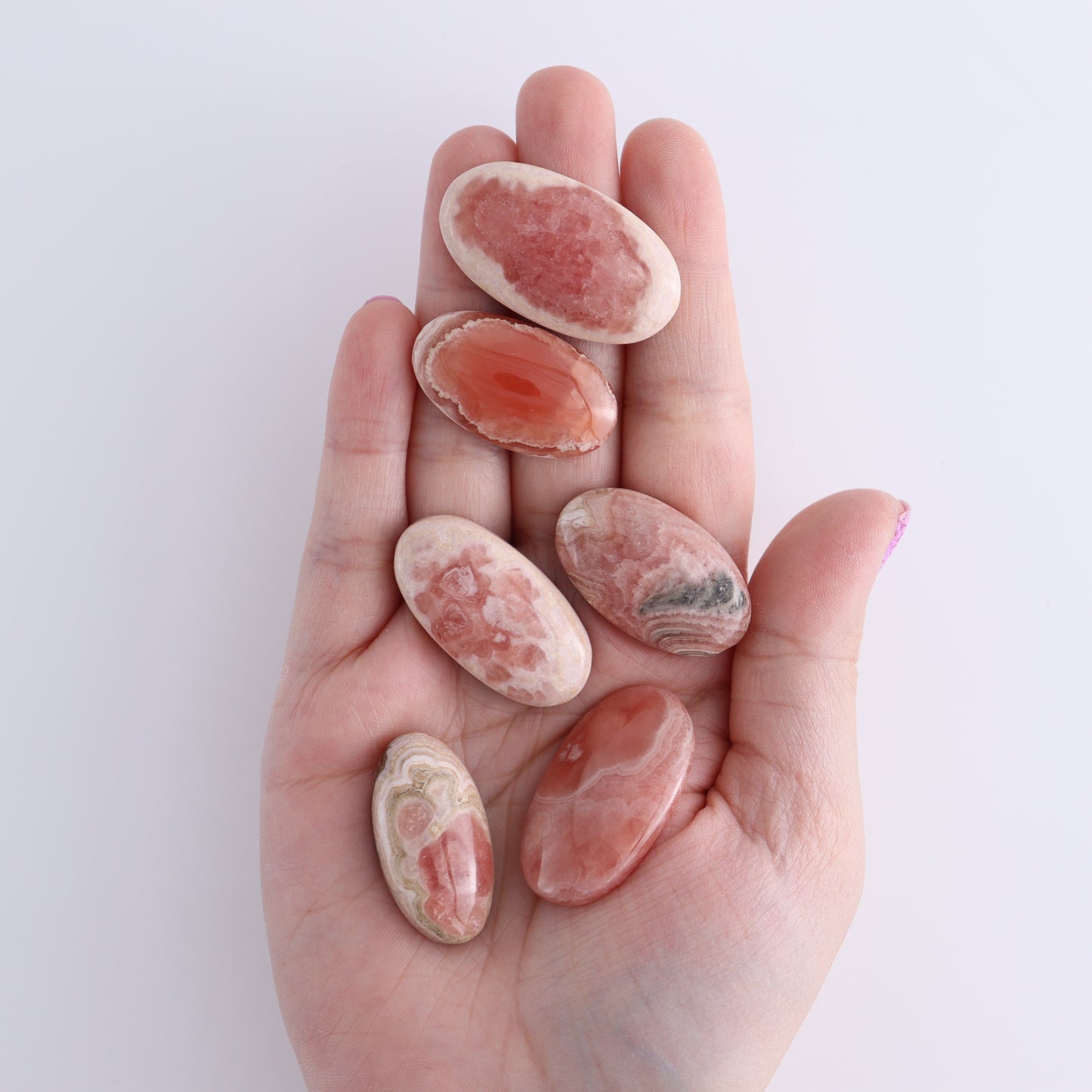 Rhodochrosite Oval Cabs Set of 8 | Mi Esperanza Minerals | Supplier of Crystals and Onyx