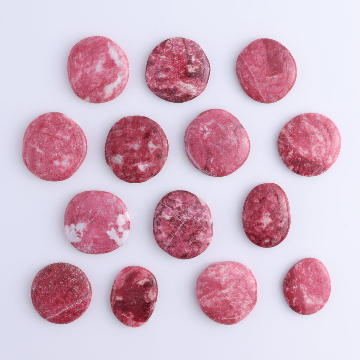 Thulite Flat Stones Set of 14 | Mi Esperanza Minerals | Supplier of Crystals and Onyx