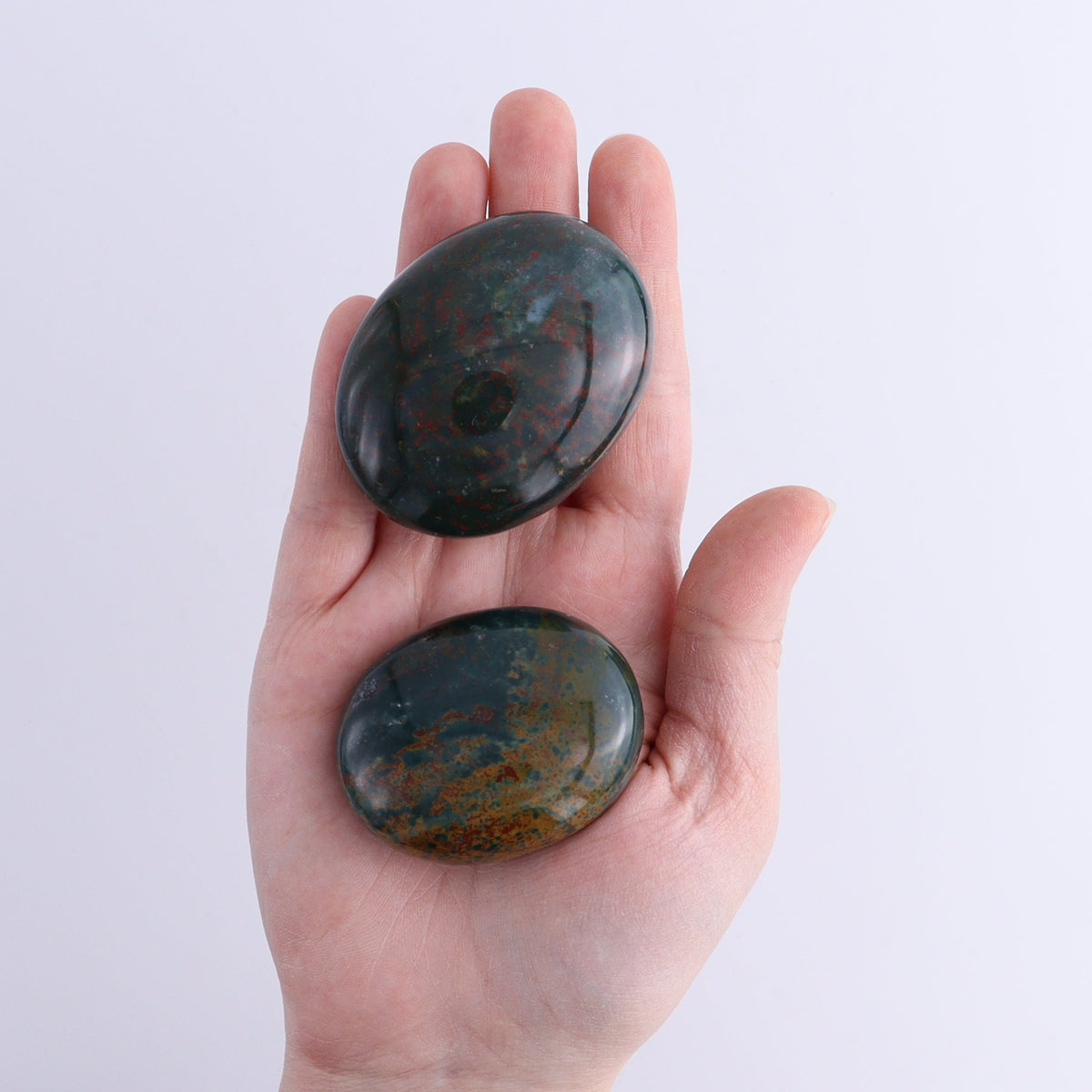 Bloodstone (Heliotrope) Palm Stones 1 kg Set | Mi Esperanza Minerals | Supplier of Crystals and Onyx