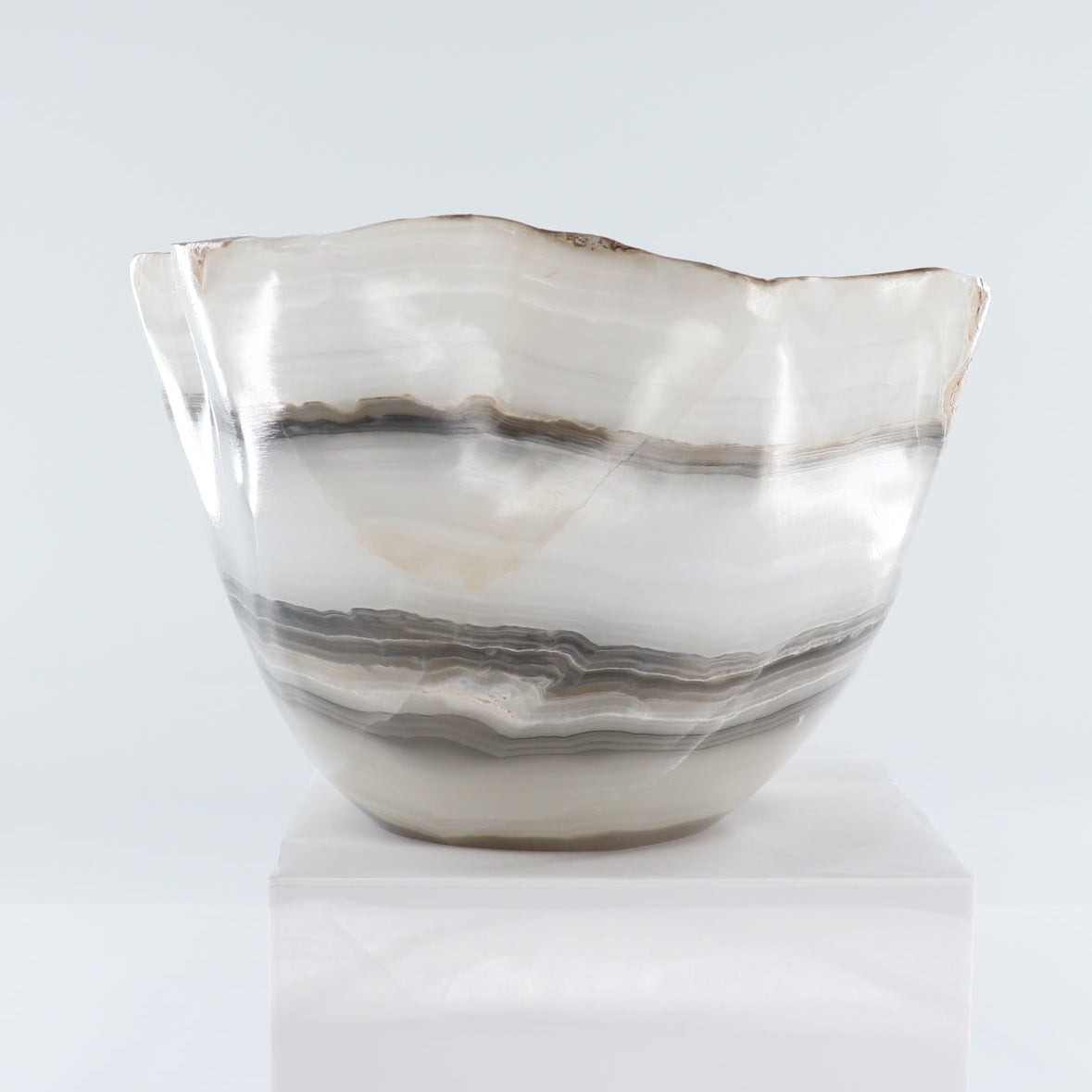 Mexican Onyx/Calcite Bowl (L) 14" x (W) 12" x (H) 7"