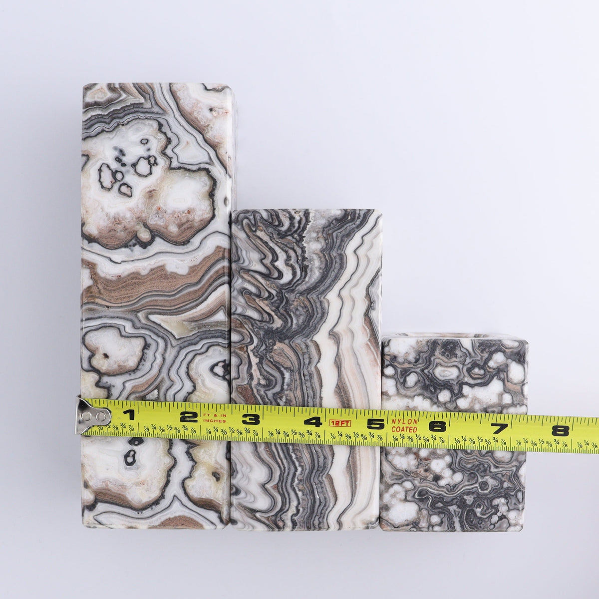 One Candle Holder Mexican Onyx/Calcite Zebra Black & White Set of 3 | Mi Esperanza Minerals | Supplier of Crystals and Onyx