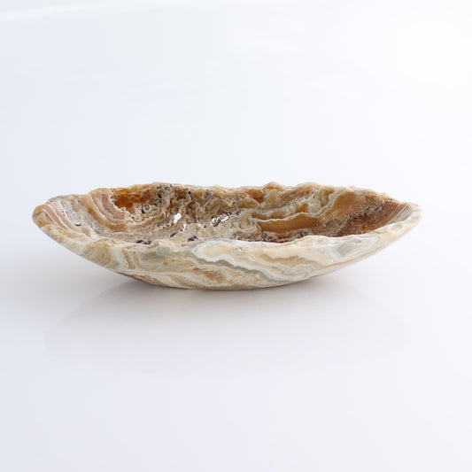 One Mexican Onyx/Calcite Porous Small Canoe Bowl