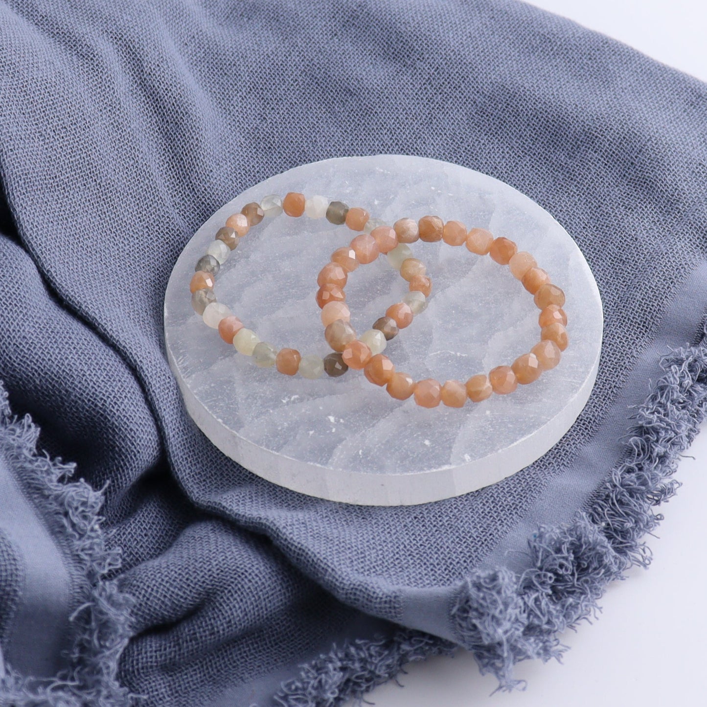 One Faceted Moonstone Bracelet 6-7mm | Mi Esperanza Minerals | Supplier of Crystals and Onyx