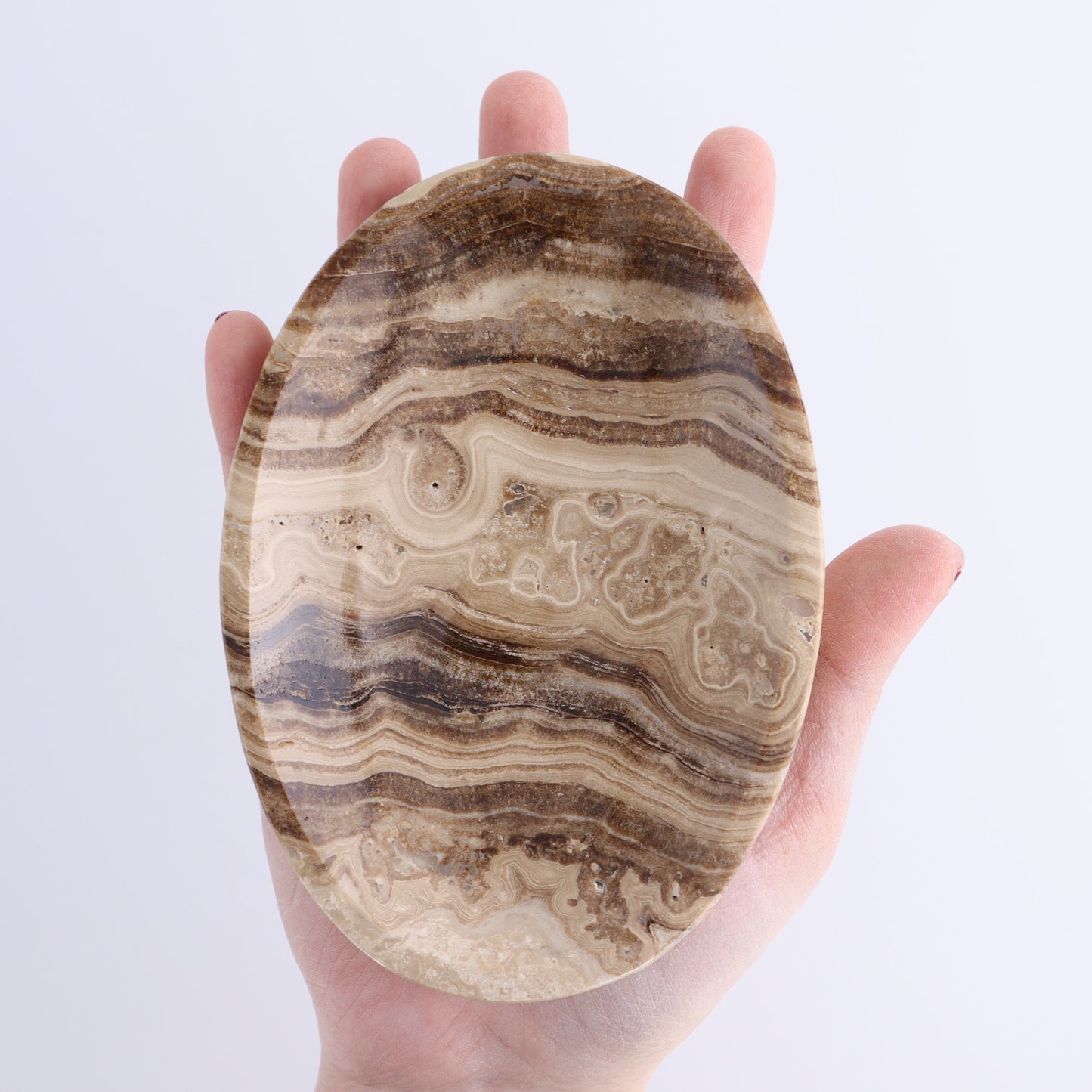One Mexican Onyx/Calcite Chocolate Small Oval Dish | Mi Esperanza Minerals | Supplier of Crystals and Onyx