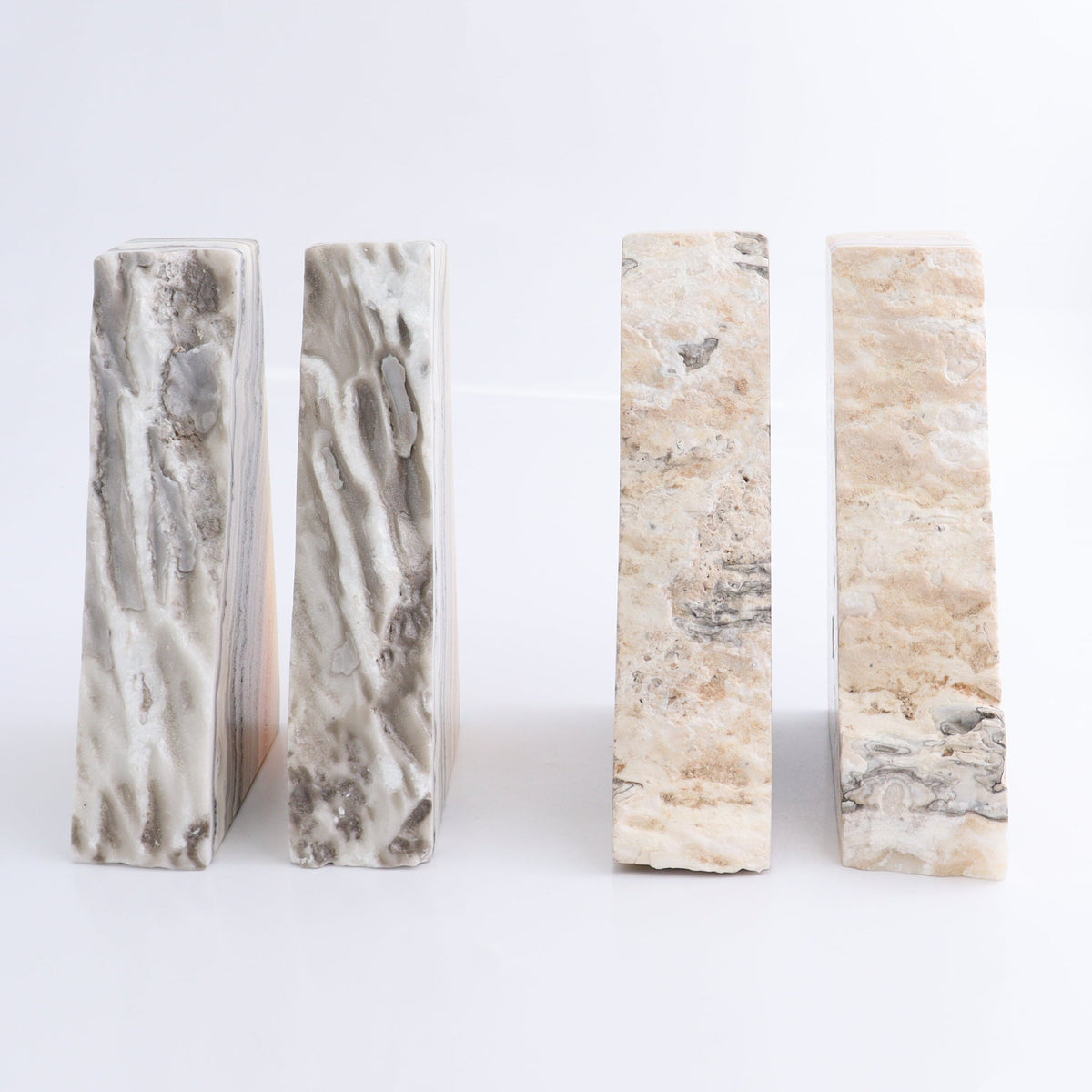 One Pair of Mexican Onyx/Calcite Yellow Zebra Rough Bookend | Mi Esperanza Minerals | Supplier of Crystals and Onyx