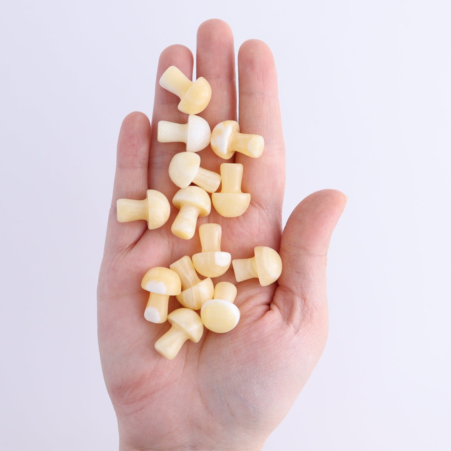 50 pcs Orange Calcite Mini Mushrooms | Mi Esperanza Minerals | Supplier of Crystals and Onyx