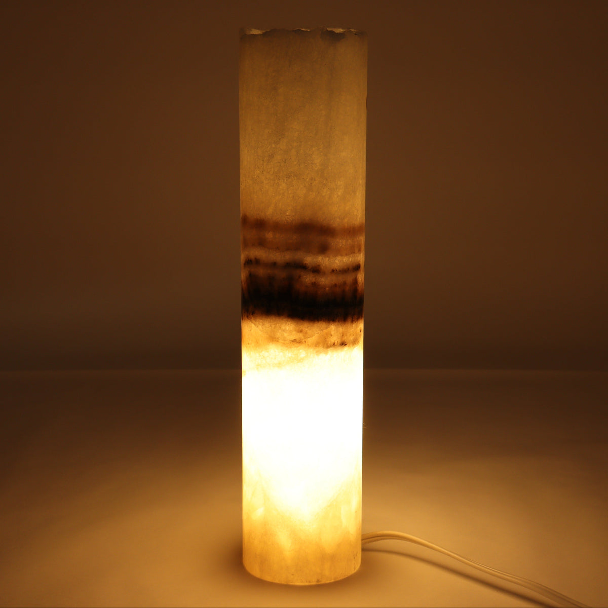 One White with Banding Onyx Lamp Blind | Mi Esperanza Minerals | Supplier of Crystals and Onyx
