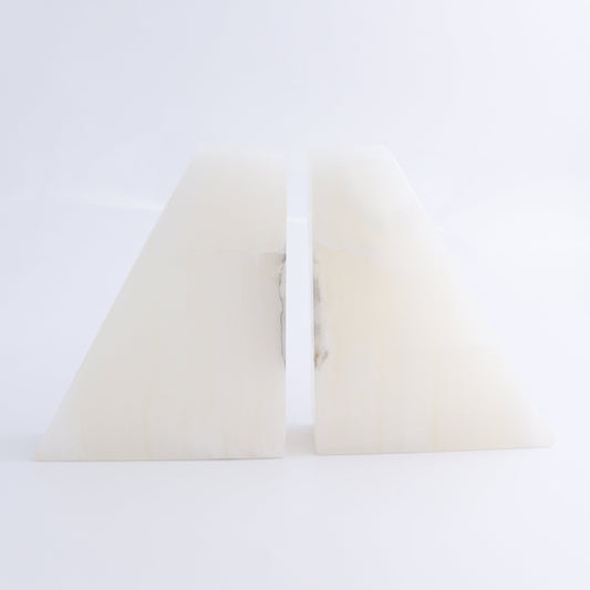 One Pair of Mexican Onyx/Calcite White Polished Bookends | Mi Esperanza Minerals | Supplier of Crystals and Onyx
