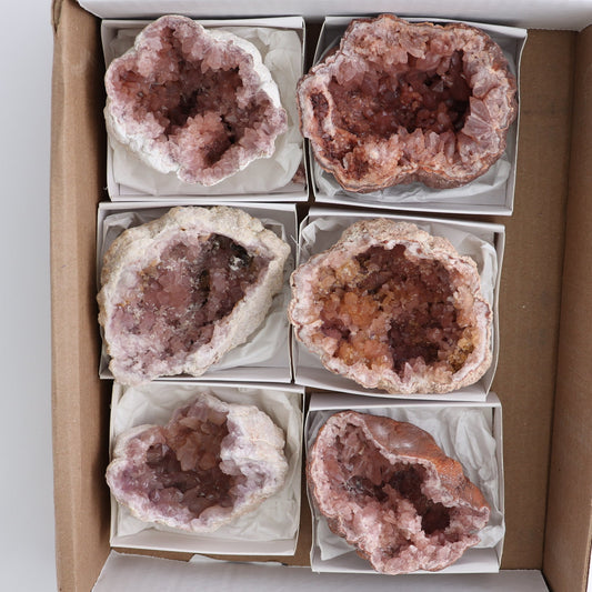 Pink Amethyst Geodes Set of 6