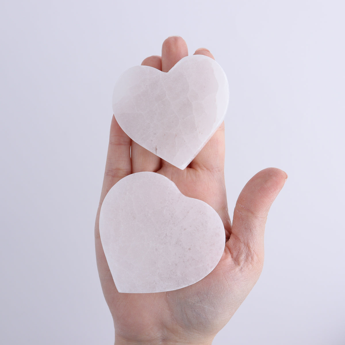 One Selenite (Satin Spar) Heart Flat 6 cm - 7 cm - wholesale crystals