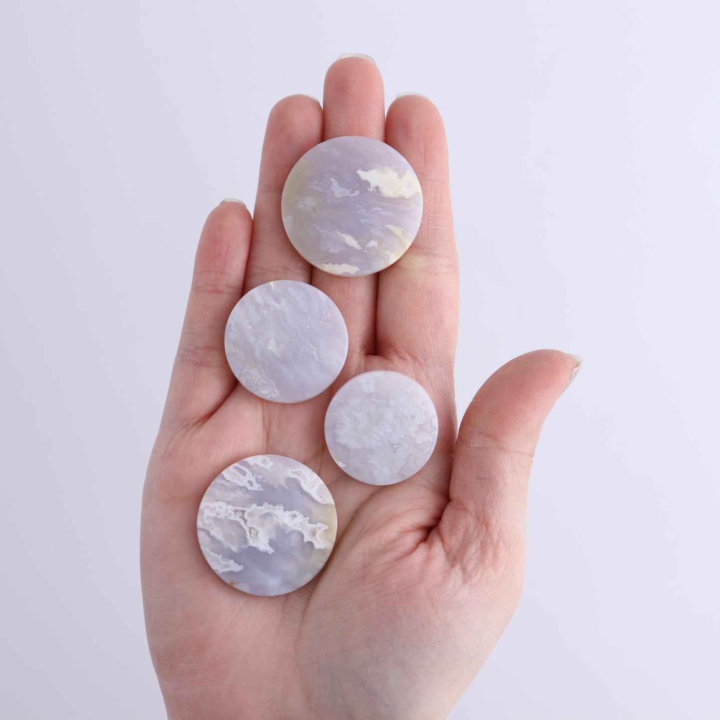 One Agate Chalcedony Round Cab | Mi Esperanza Minerals | Supplier of Crystals and Onyx