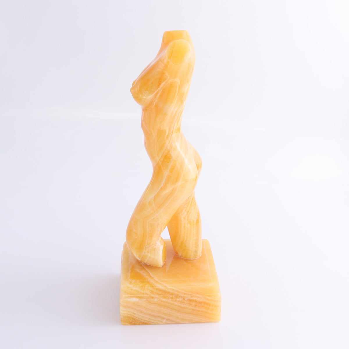 Female Torso Statue Mexican Orange Onyx/Calcite | Mi Esperanza Minerals | Supplier of Crystals and Onyx