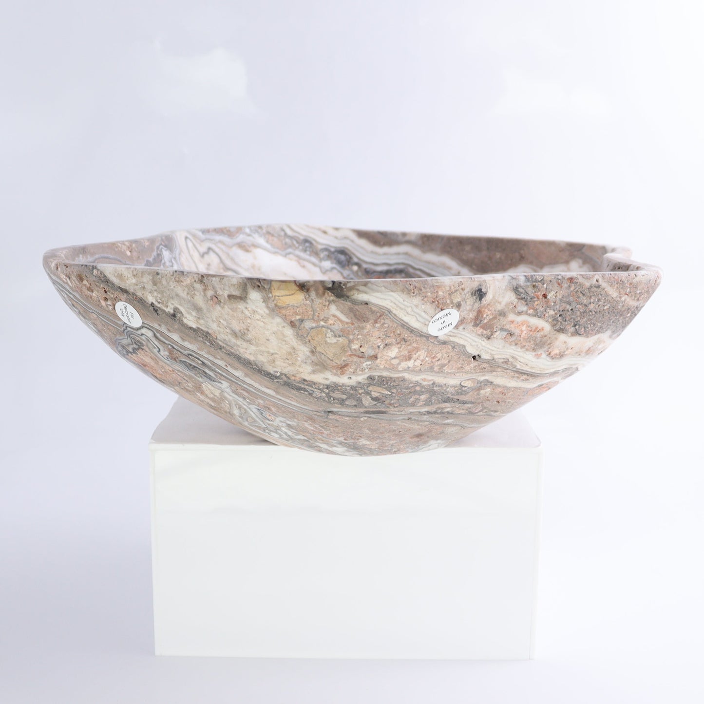 Mexican Onyx/Calcite Bowl 14" | Mi Esperanza Minerals | Supplier of Crystals and Onyx