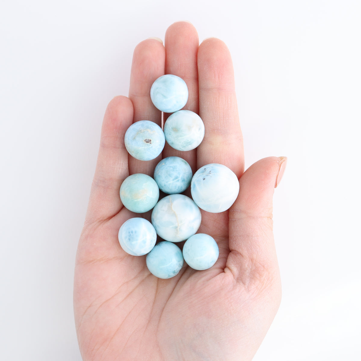 Larimar Spheres Set of 10 | Mi Esperanza Minerals | Supplier of Crystals and Onyx