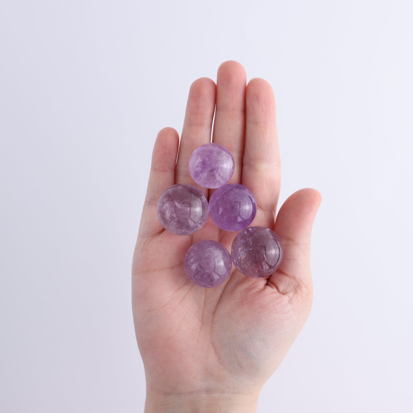 Clear Amethyst Spheres 10 Piece Set | Mi Esperanza Minerals | Supplier of Crystals and Onyx