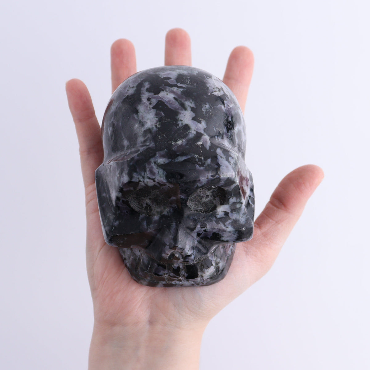 Indigo Gabbro Skulls Set of 2 | Mi Esperanza Minerals | Supplier of Crystals and Onyx
