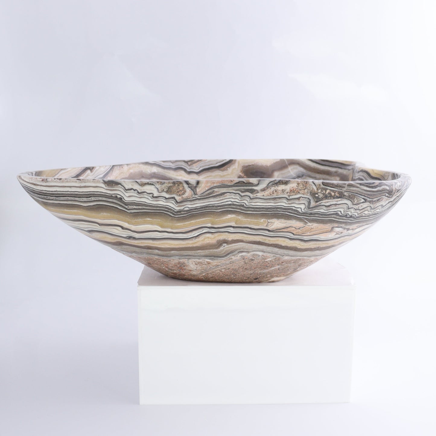 Mexican Onyx/Calcite Bowl 14" | Mi Esperanza Minerals | Supplier of Crystals and Onyx