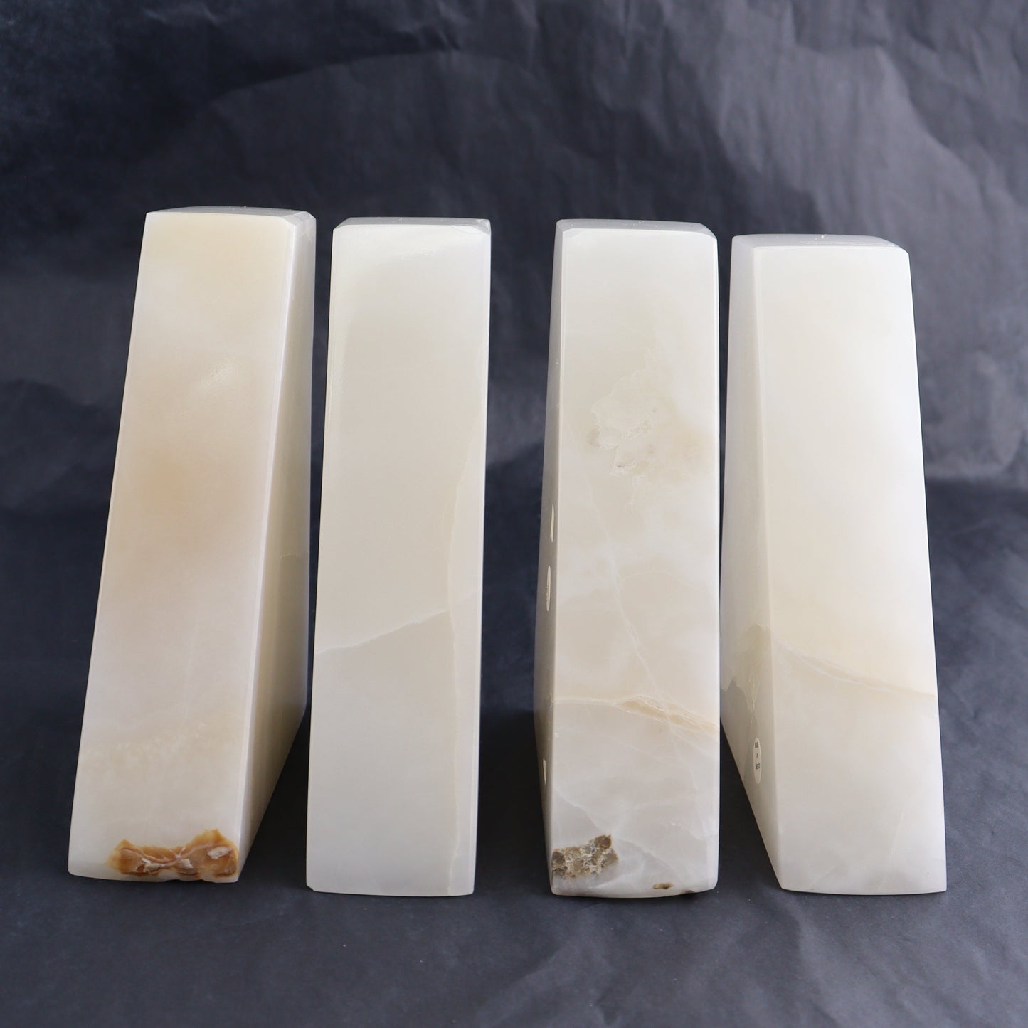 One Pair of Mexican Onyx/Calcite White Polished Bookends | Mi Esperanza Minerals | Supplier of Crystals and Onyx