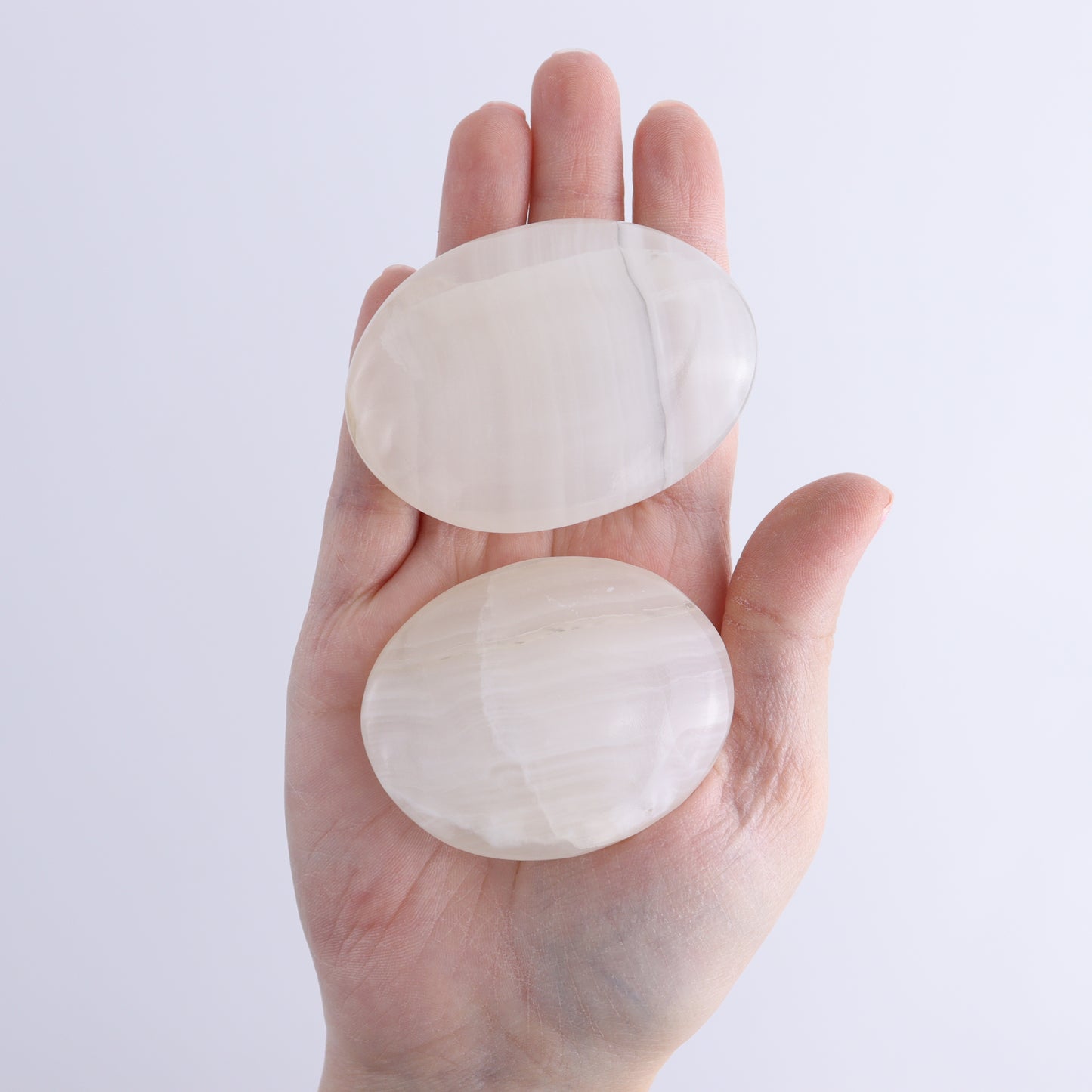 One White Onyx Palm Stones 1 kg Set | Mi Esperanza Minerals | Supplier of Crystals and Onyx