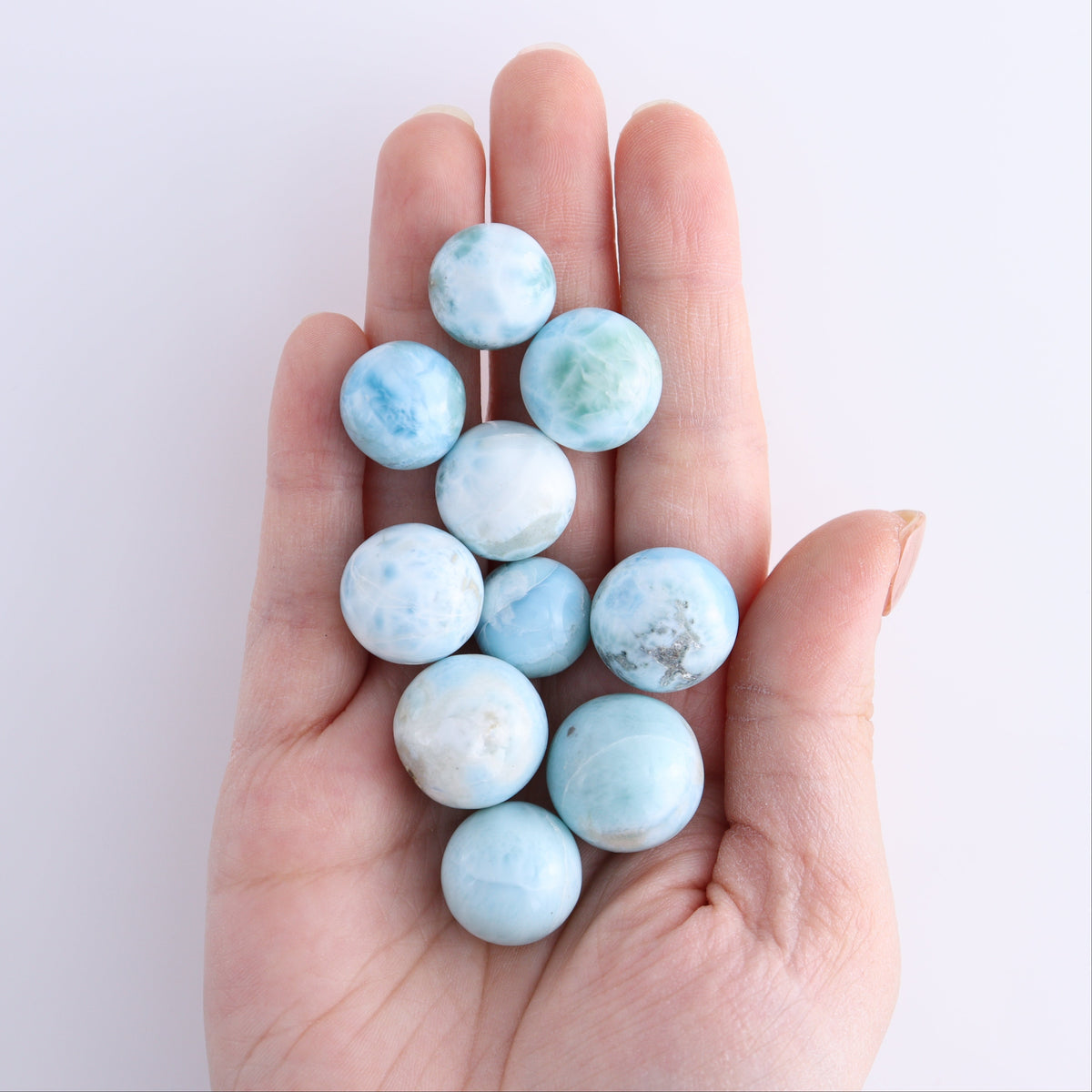 Larimar Spheres Set of 10 | Mi Esperanza Minerals | Supplier of Crystals and Onyx