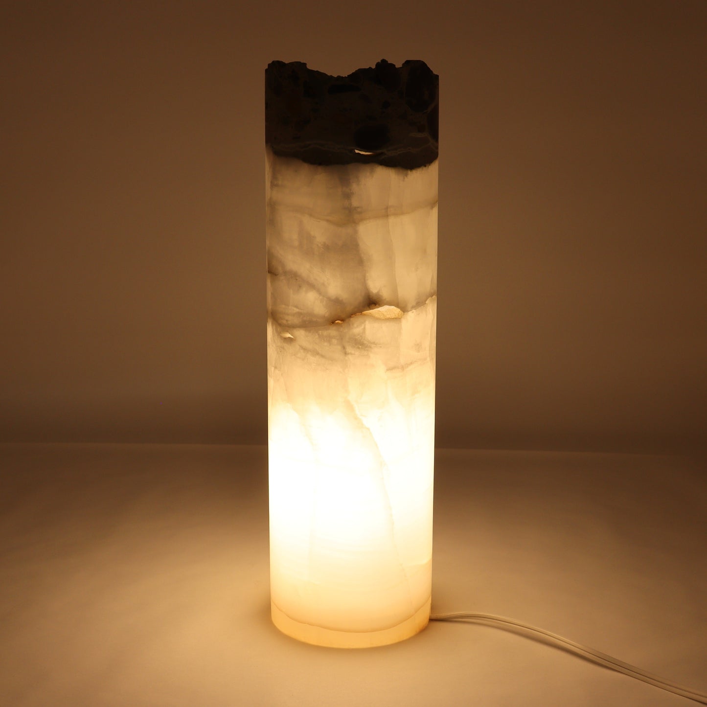 One Wide White Onyx with Stone Edge Lamp Blind | Mi Esperanza Minerals | Supplier of Crystals and Onyx