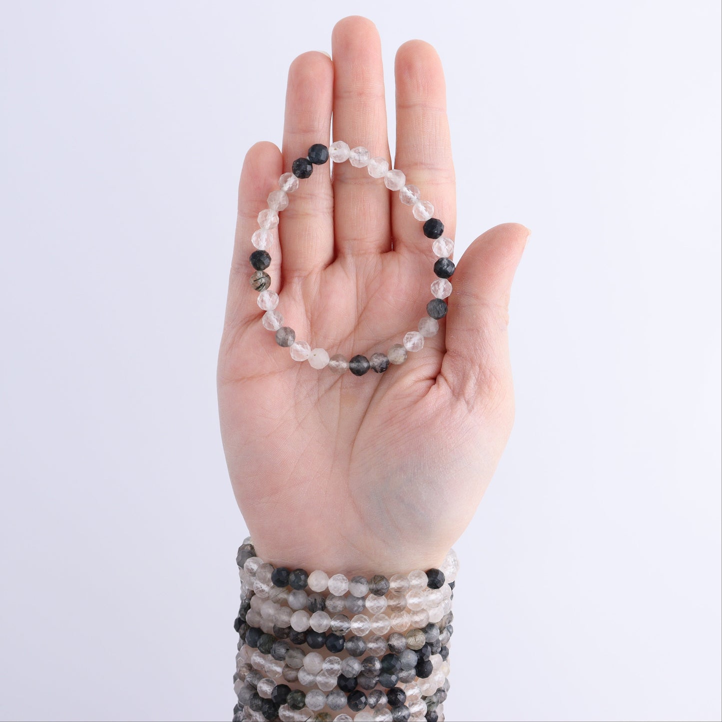 One Tourmaline in Quartz Faceted Bracelet | Mi Esperanza Minerals | Supplier of Crystals and Onyx