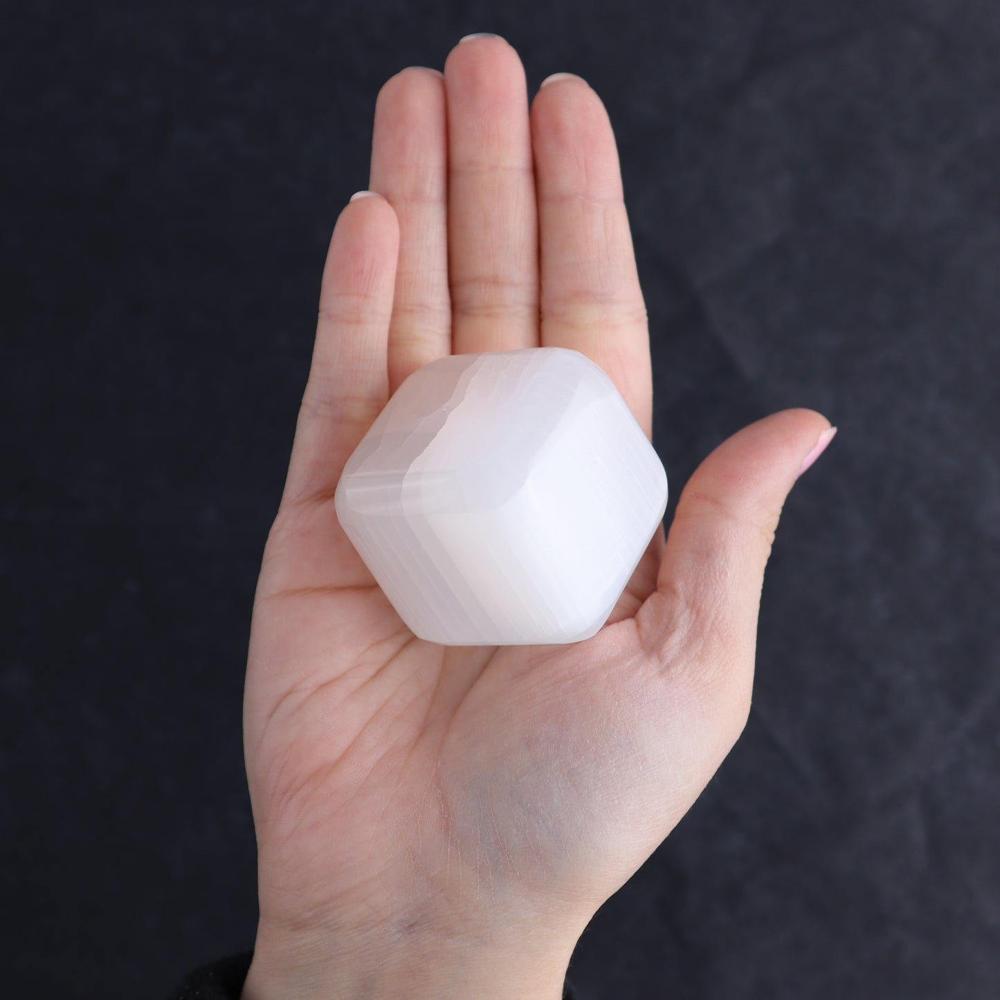 One Selenite (Satin Spar) Standing Cube 4 cm | Mi Esperanza Minerals | Supplier of Crystals and Onyx
