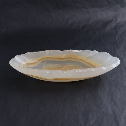 One Mexican Onyx/Calcite Honey Small Canoe Bowl