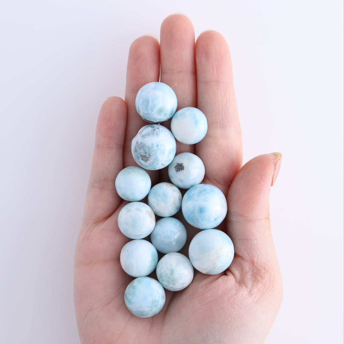 Larimar Spheres Set of 13 | Mi Esperanza Minerals | Supplier of Crystals and Onyx