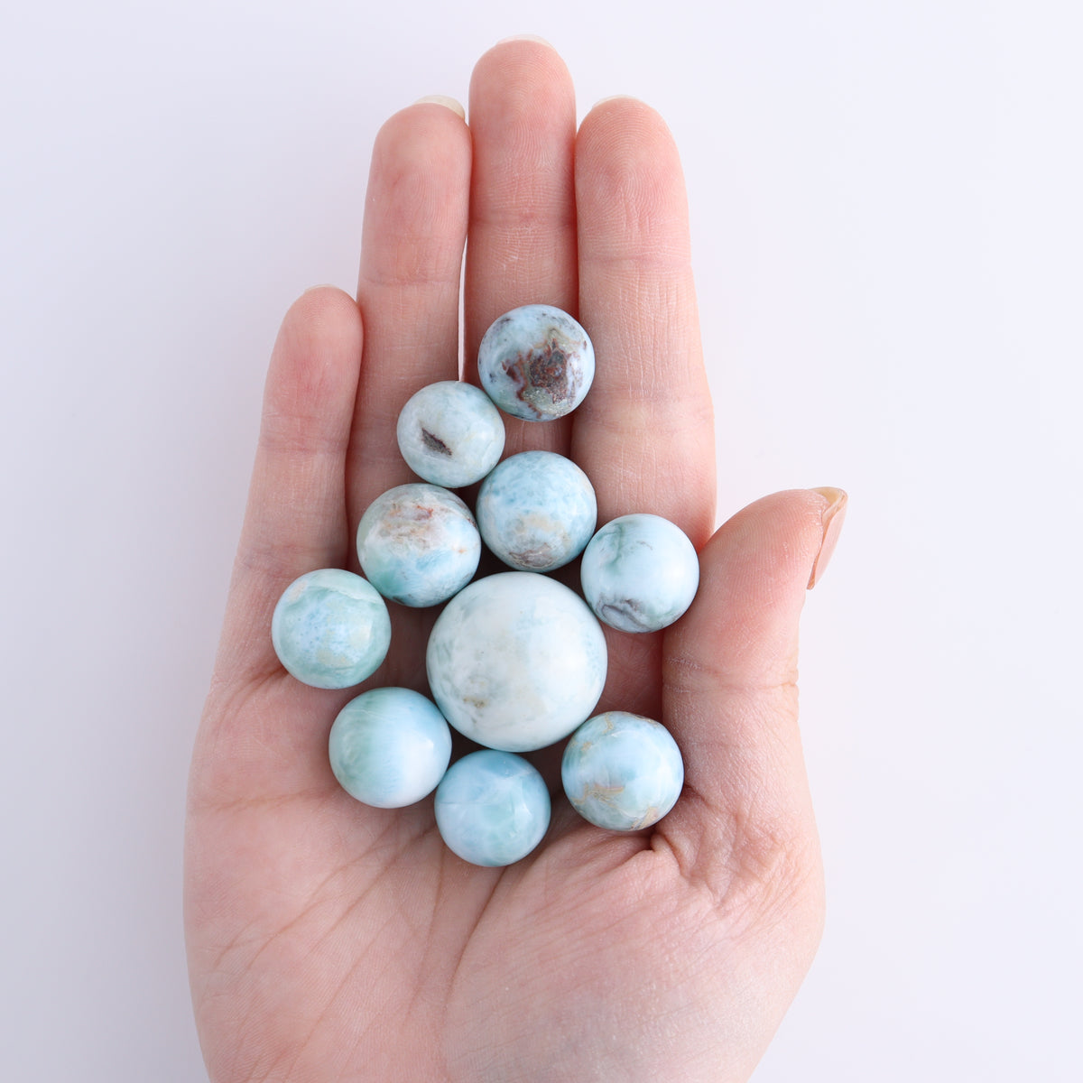 Larimar Spheres Set of 10 | Mi Esperanza Minerals | Supplier of Crystals and Onyx