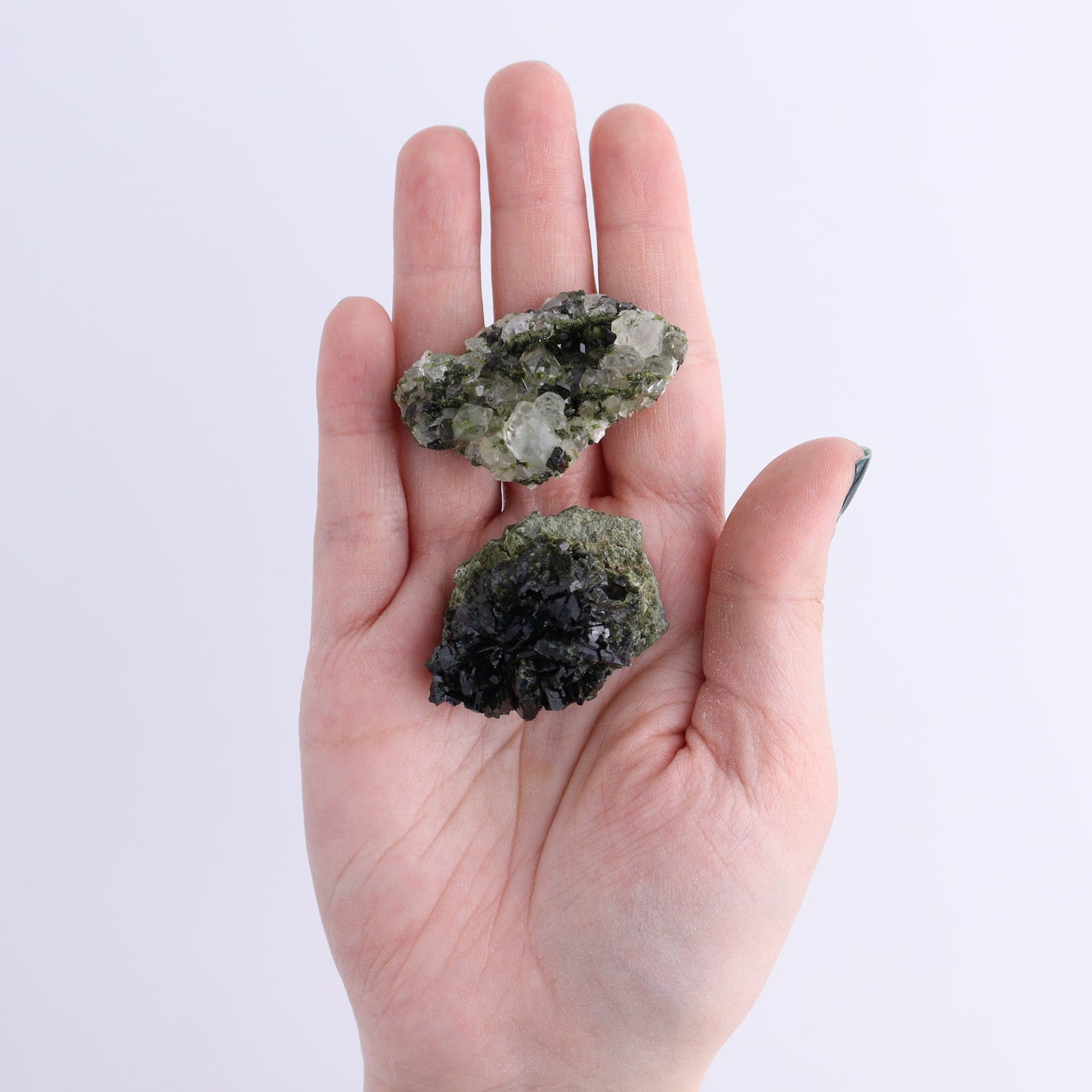 Epidote Set of 15 | Mi Esperanza Minerals | Supplier of Crystals and Onyx