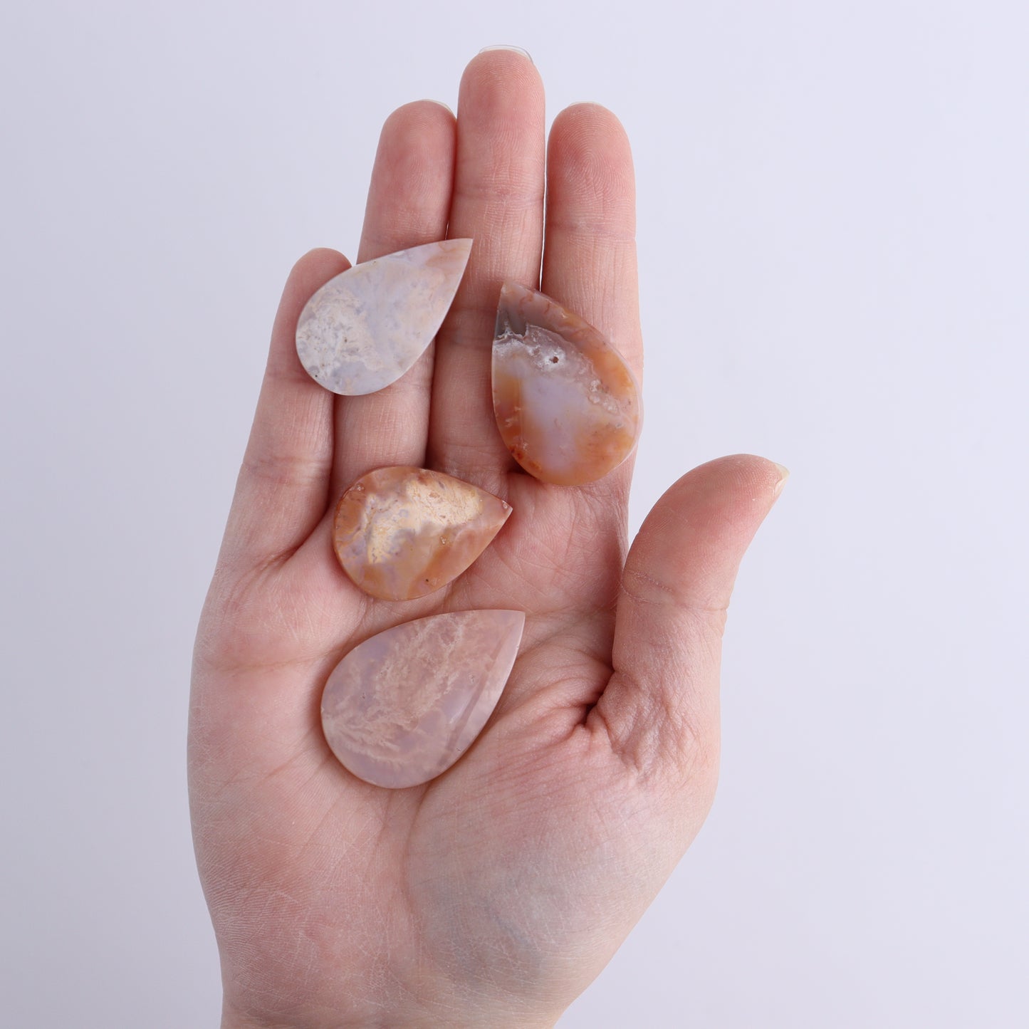 One Pink Carnelian Teardrop Cab | Mi Esperanza Minerals | Supplier of Crystals and Onyx