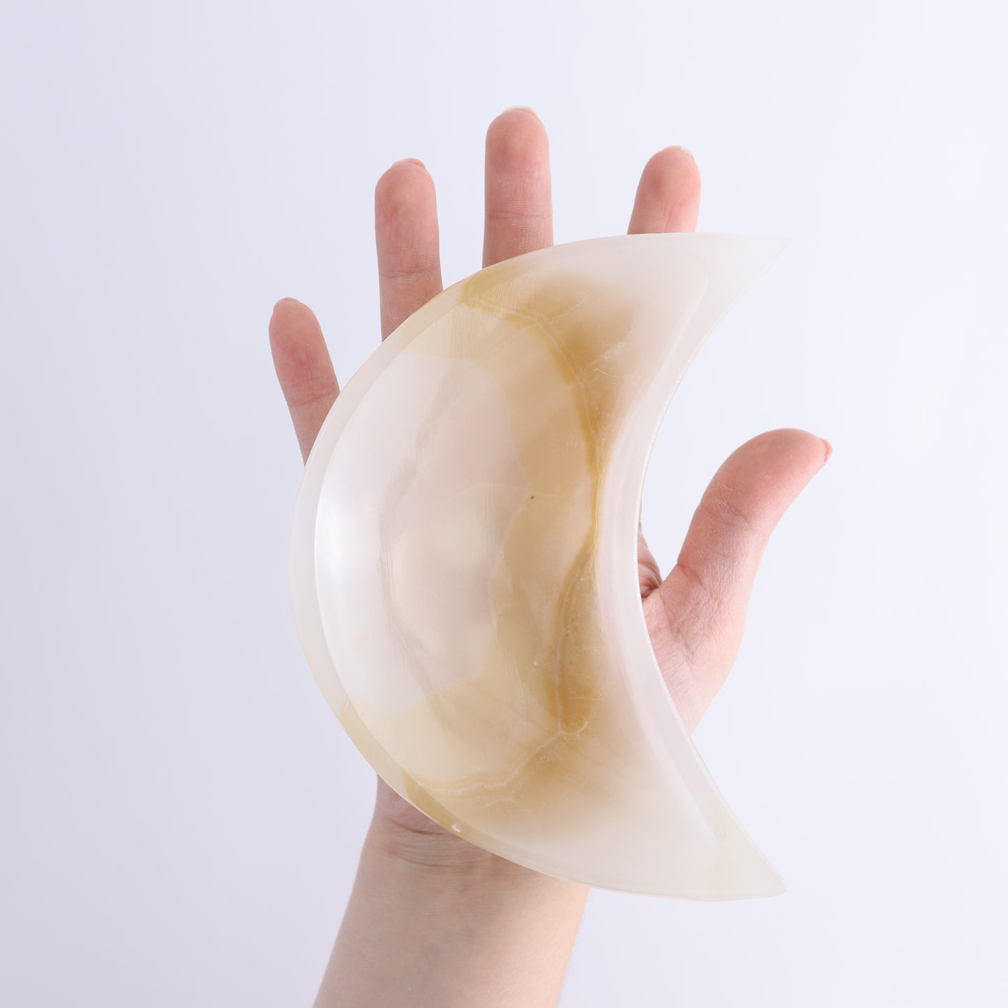 One White Onyx Moon Dish | Mi Esperanza Minerals | Supplier of Crystals and Onyx