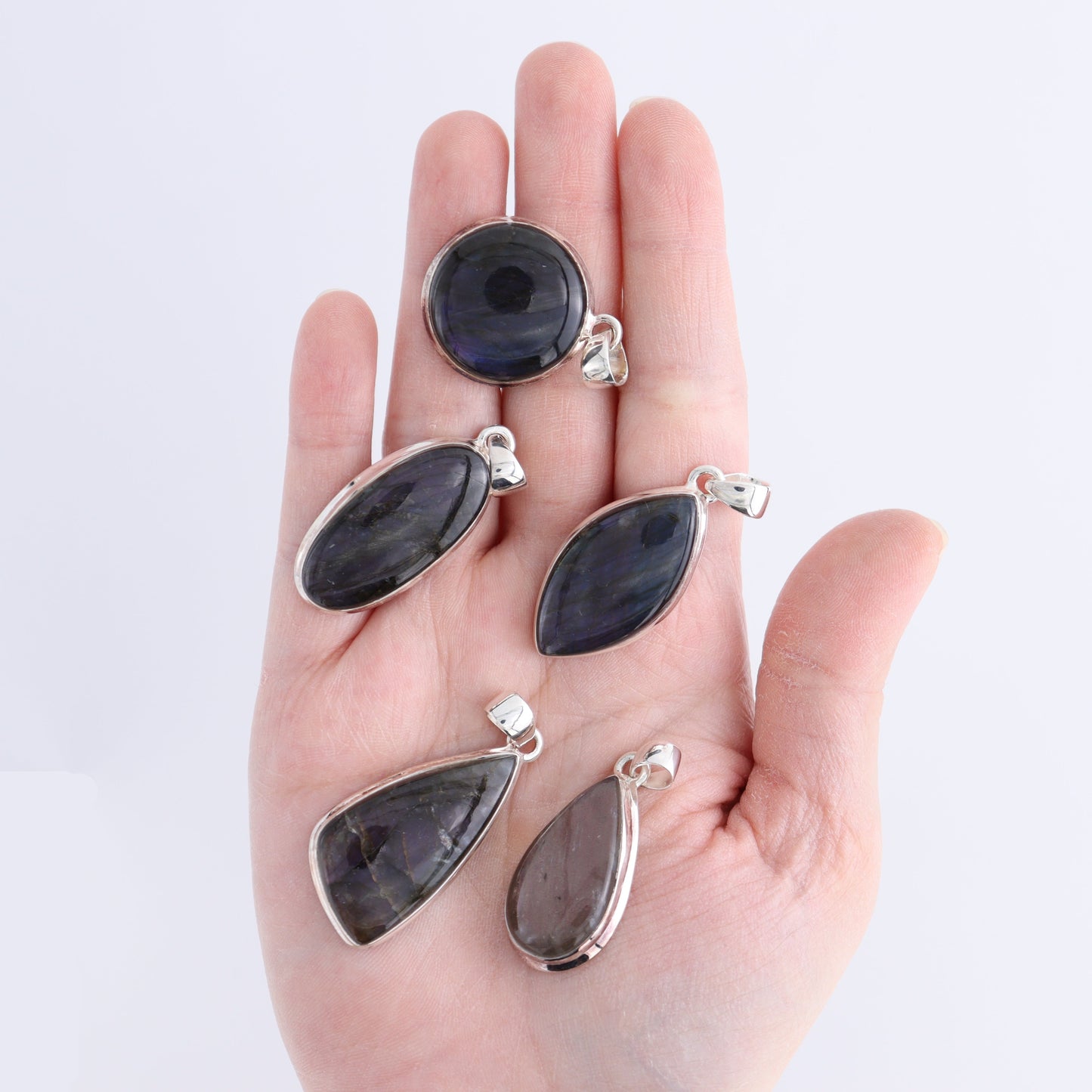 One Purple Fire Labradorite Sterling Silver Pendant (chain not included) | Mi Esperanza Minerals | Supplier of Crystals and Onyx