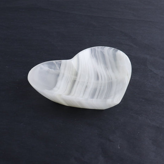 One Mexican Onyx/Calcite White Heart Bowl