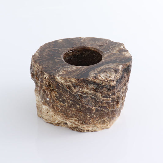 One Rustic Candle Holder Mexican Onyx/Calcite Chocolate