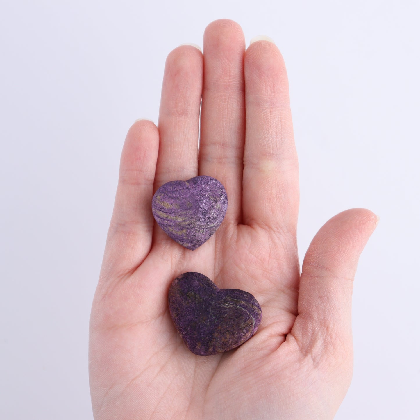 Purpurite Velvet Hearts Set of 20 | Mi Esperanza Minerals | Supplier of Crystals and Onyx