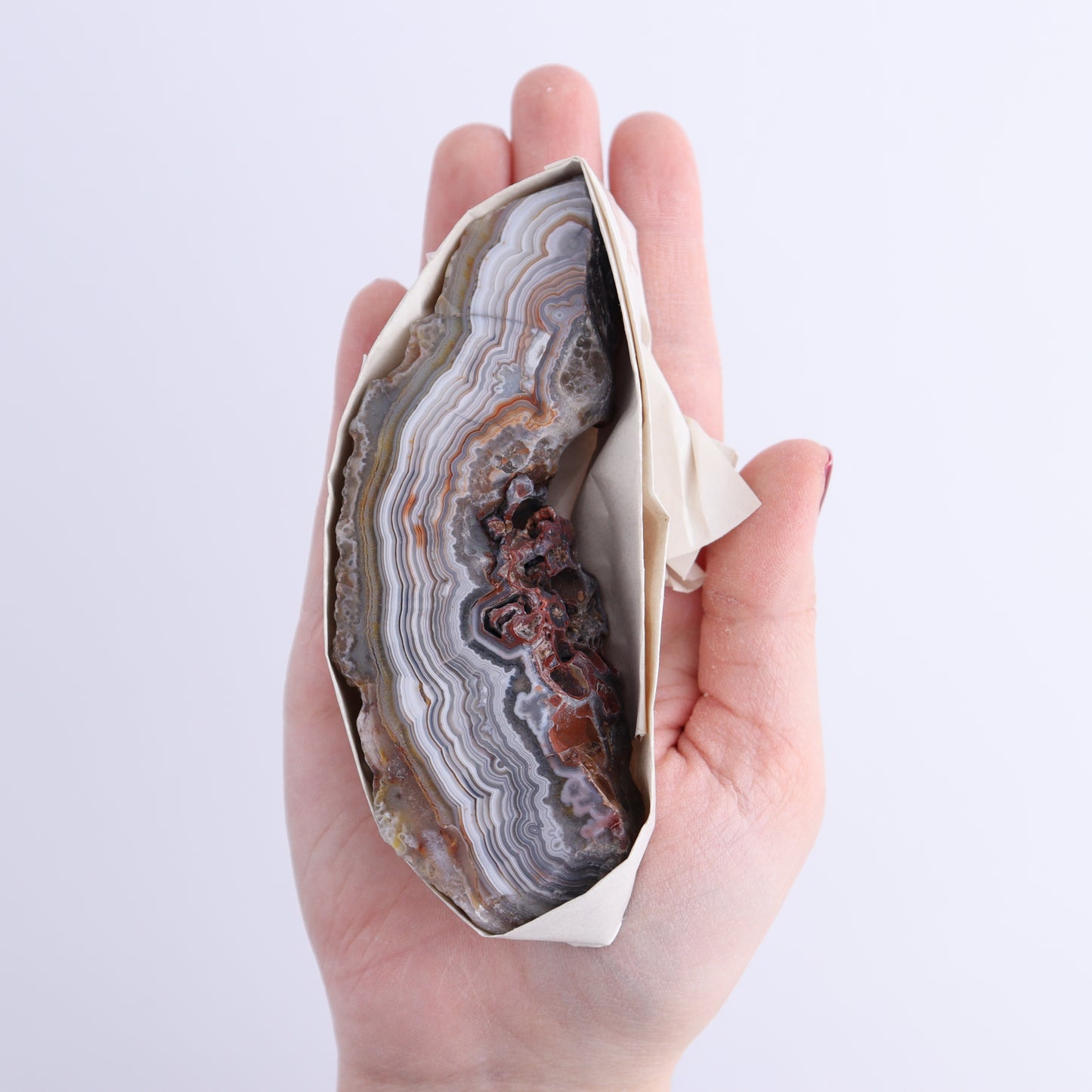 *sold Crazy Lace Agate Flat of 9 | Mi Esperanza Minerals | Supplier of Crystals and Onyx