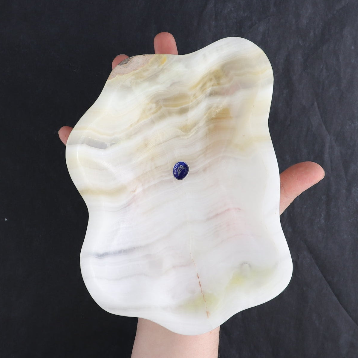One Mexican Onyx/Calcite White & Green Polished Irregular Square Bowl